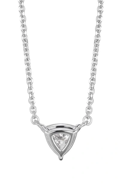 Shop Lightbox 0.375-carat Lab Grown Trillion Diamond Necklace In White/ 14 White Gold