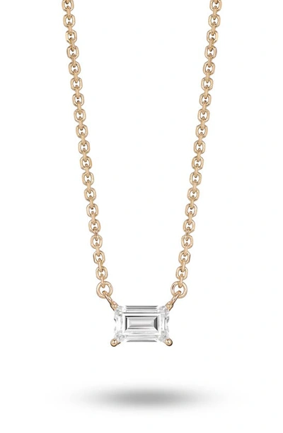 Shop Lightbox 0.375-carat Lab Grown Diamond Baguette Pendant Necklace In White/ 14 Yellow Gold