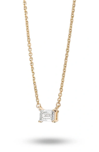 Shop Lightbox 0.375-carat Lab Grown Diamond Baguette Pendant Necklace In White/ 14 Yellow Gold