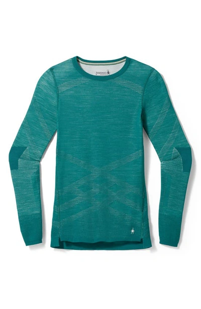 Shop Smartwool Intraknit Merino Wool Blend Long Sleeve T-shirt In Emerald White