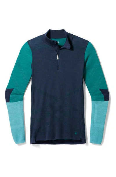 Shop Smartwool Intraknit Merino Wool Blend Quarter-zip Pullover In Deep Navy
