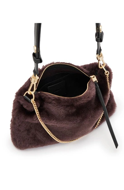 Shop Allsaints Eve Genuine Shearling Crossbody Bag In Cordovan Red