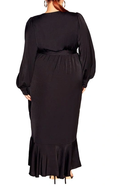 City Chic Ophelia Bishop Sleeve Maxi Dress In Black