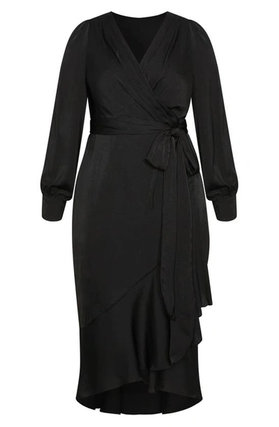 City Chic Ophelia Bishop Sleeve Maxi Dress In Black