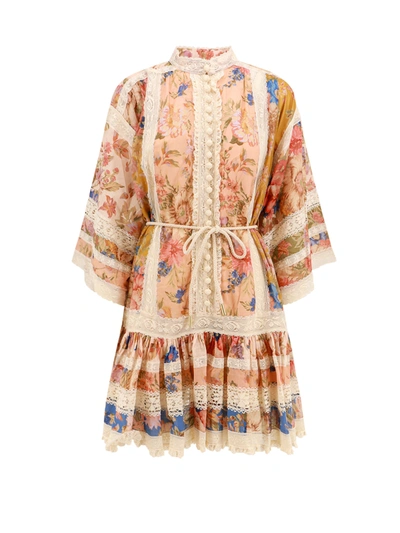 Shop Zimmermann Cotton Mini Dress With Lace Profiles