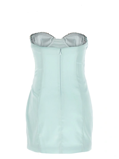 Shop Area Embroidered Crystal Cup Draped Mini Dresses Light Blue