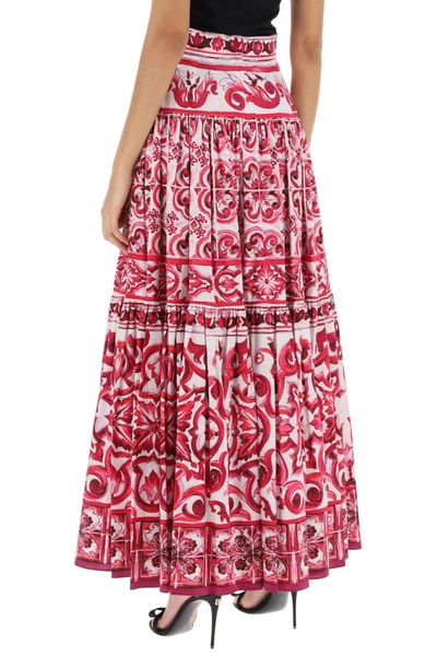 Shop Dolce & Gabbana Majolica Print Poplin Maxi Skirt