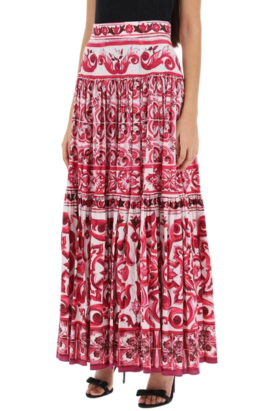 Shop Dolce & Gabbana Majolica Print Poplin Maxi Skirt