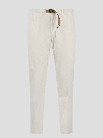 Shop White Sand Ribbed Velvet Trousers
