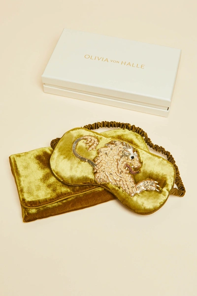 Shop Olivia Von Halle Audrey August Gold Embellished Eye Mask In Silk Velvet