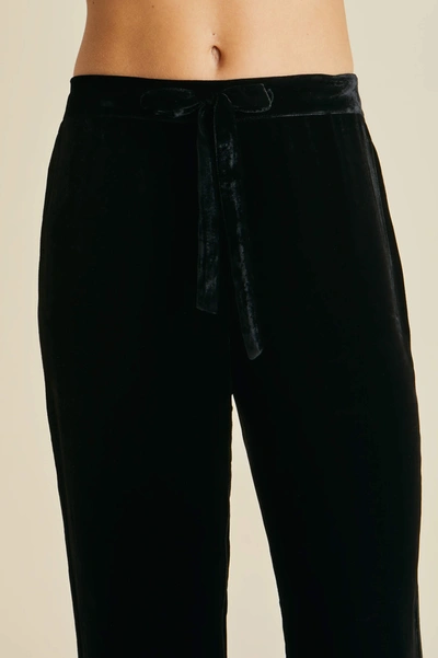 Shop Olivia Von Halle Coco Arcadia Black Embellished Silk Velvet Pyjamas