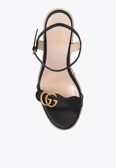 Shop Gucci 95 Interlocking Gg Wedge Sandals In Black