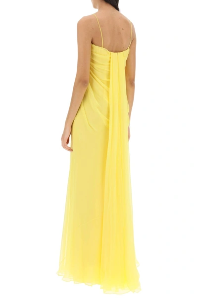 Shop Alexander Mcqueen Silk Chiffon Bustier Gown Women In Yellow