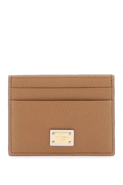 Shop Dolce & Gabbana Leather Card Holder With Logo Plaque Women In Brown