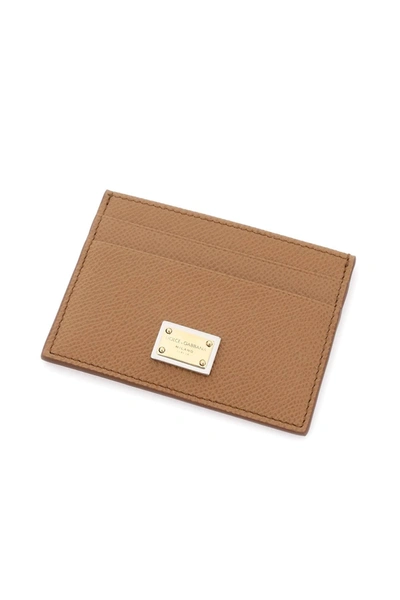Shop Dolce & Gabbana Leather Card Holder With Logo Plaque Women In Brown