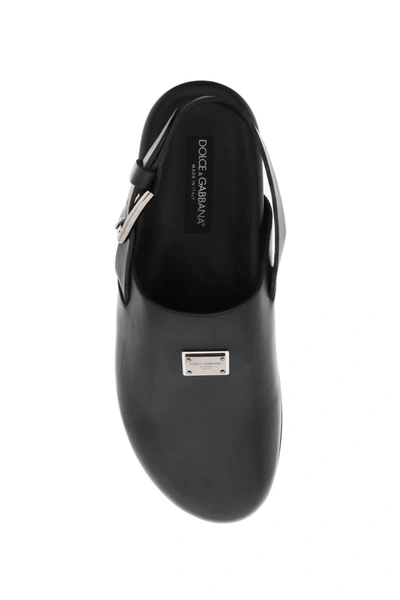 Shop Dolce & Gabbana Leather Clogs With Buckle Men In Black