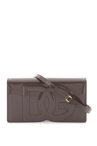 Shop Dolce & Gabbana Mini 'dg Logo' Bag In Patent Leather Women In Brown
