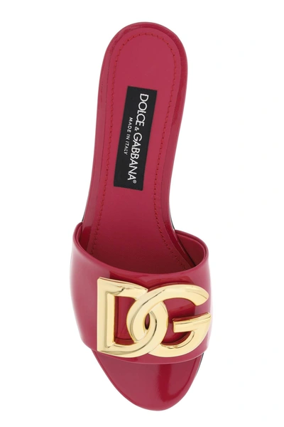 Shop Dolce & Gabbana Patent Leather Slides Women In Pink