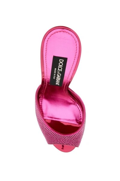 Shop Dolce & Gabbana Satin Mules With Rhinestones Women In Pink