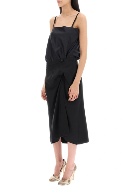 Shop Maison Margiela Dual Material Midi Dress Women In Black