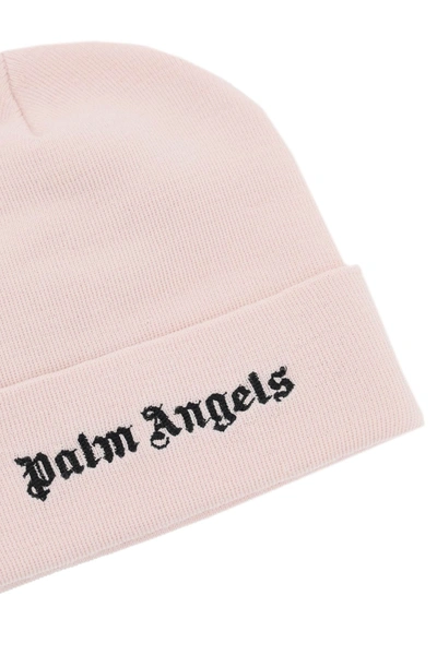 Shop Palm Angels Embroidered Logo Beanie Hat Women In Pink