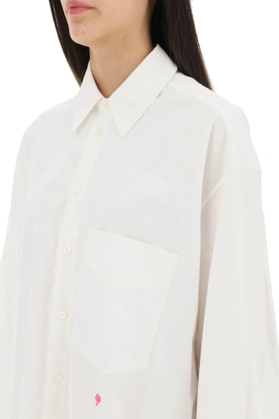 Shop Palm Angels Shirt Dress With Bell Sleeves Women In White