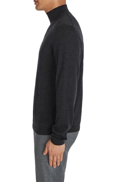 Shop Jack Victor Beaudry Mock Neck Wool Blend Sweater In Charcoal