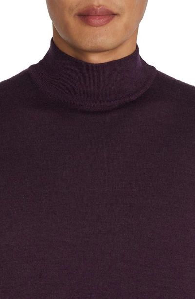 Shop Jack Victor Beaudry Mock Neck Wool Blend Sweater In Plum