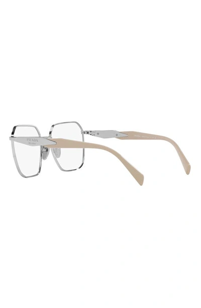 Shop Prada 53mm Square Optical Glasses In Silver