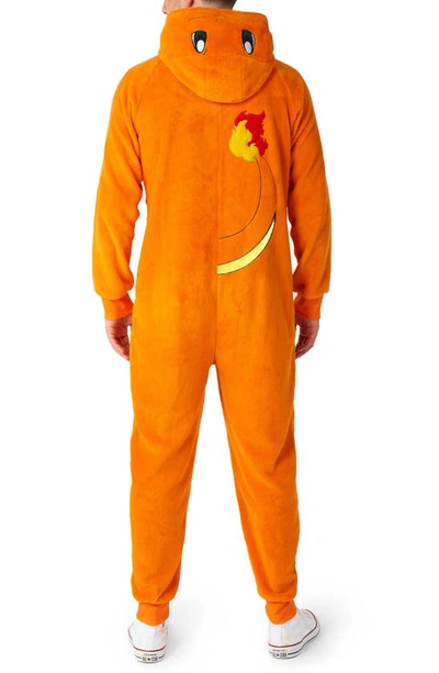 Opposuits Pokémon™ Charmander Hooded Long Sleeve Fleece Jumpsuit In Orange