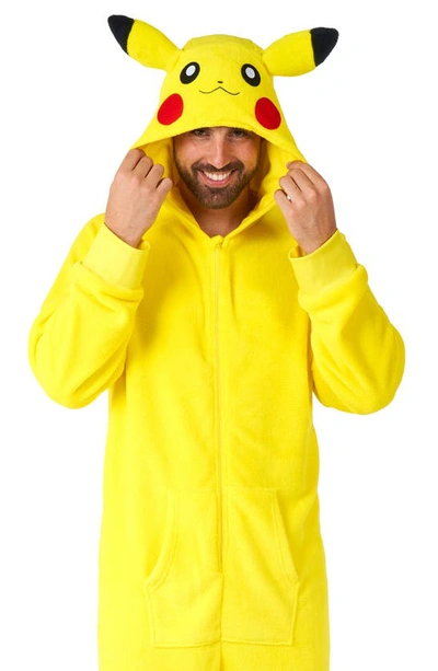 Opposuits Pokémon™ Pikachu Hooded Long Sleeve Fleece Jumpsuit In Yellow