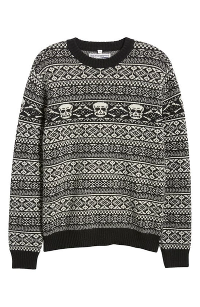 Shop Schott Skull Fair Isle Wool Blend Sweater In Black