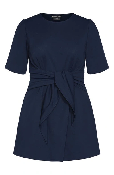 City Chic Trendy Plus Size Tie Point Dress In Navy