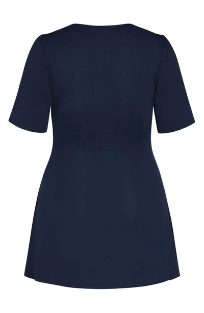 City Chic Trendy Plus Size Tie Point Dress In Navy