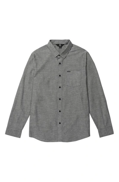 Shop Volcom Orion Cotton Oxford Button-down Shirt In Black