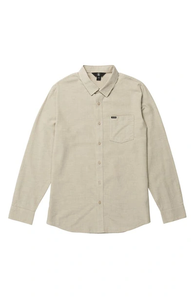 Shop Volcom Orion Cotton Oxford Button-down Shirt In Khaki