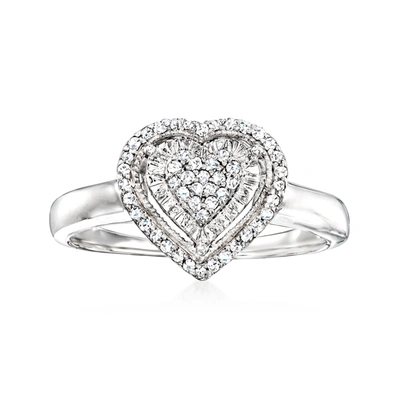 Shop Ross-simons Diamond Heart Ring In Sterling Silver In White