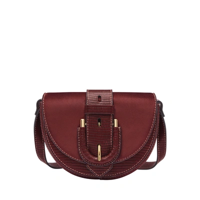 Shop Fossil Women's Harwell Lizard Effect Embossed Leather Small Flap Crossbody In Red