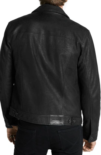 John Varvatos Andrew Sheepskin Leather Trucker Jacket In Black