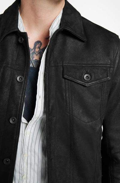 John Varvatos Andrew Sheepskin Leather Trucker Jacket In Black