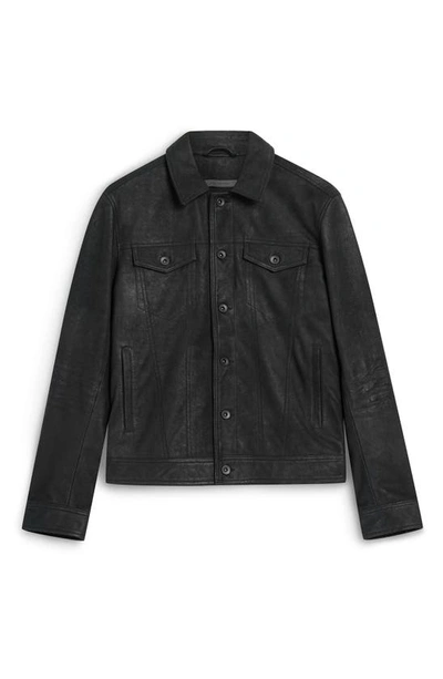 John Varvatos Andrew Sheepskin Leather Trucker Jacket In Black