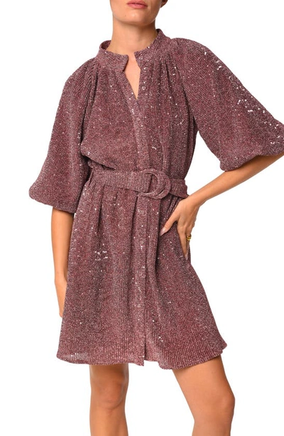 Shop Ciebon Metallic Knit Minidress In Metallic Pink