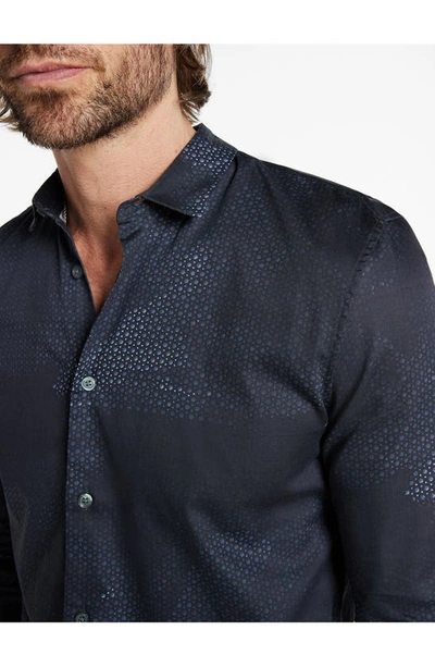 Shop John Varvatos Ross Slim Fit Geo Print Cotton Button-up Shirt In Navy