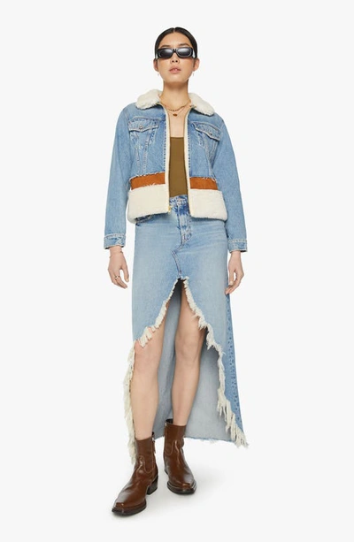 Shop Mother The Cut And Paste Patchwork Faux Shearling Denim Jacket In Aint My First Rodeo