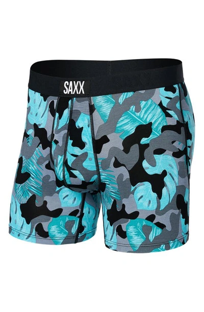 Shop Saxx Vibe Super Soft Slim Fit Boxer Briefs In Island Camo- Black