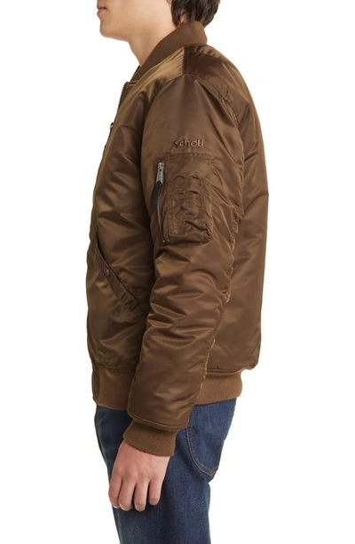 Shop Schott Water Resistant Ma-1 Flight Jacket In Brown