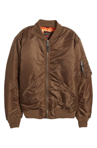 Shop Schott Water Resistant Ma-1 Flight Jacket In Brown