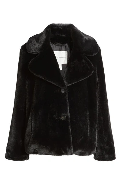 Shop Avec Les Filles Notch Collar Faux Fur Coat In Black