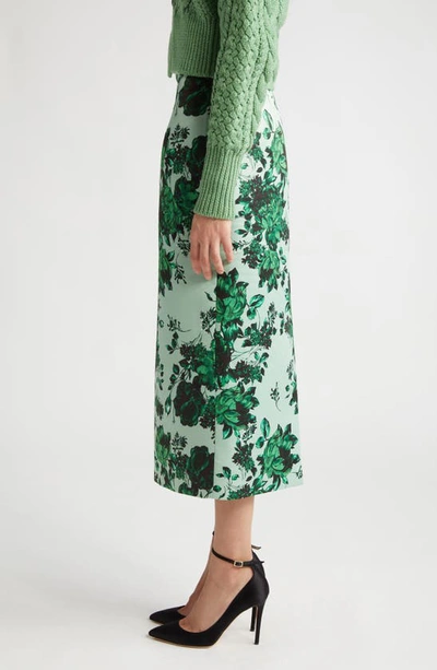 Shop Emilia Wickstead Lorinda Floral Taffeta Faille Midi Skirt In Green Festive Bouquet