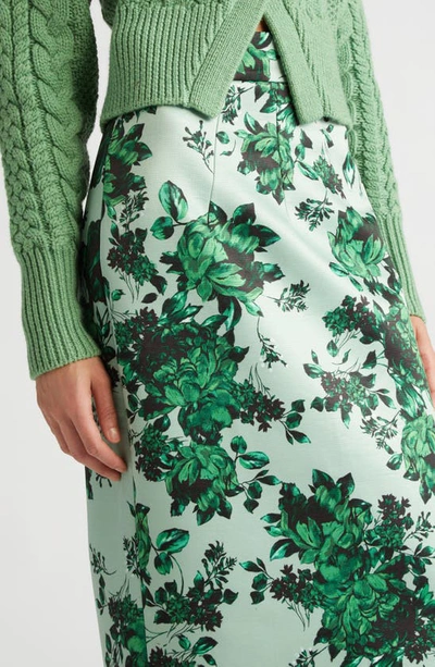 Shop Emilia Wickstead Lorinda Floral Taffeta Faille Midi Skirt In Green Festive Bouquet